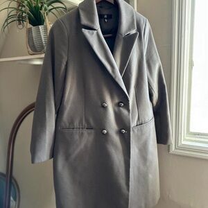 Missguided Charcoal Double-Breasted Pea Coat